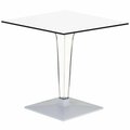 Fine-Line 24 in. Ice HPL Top Square Dining Table with Transparent Base White FI2845394